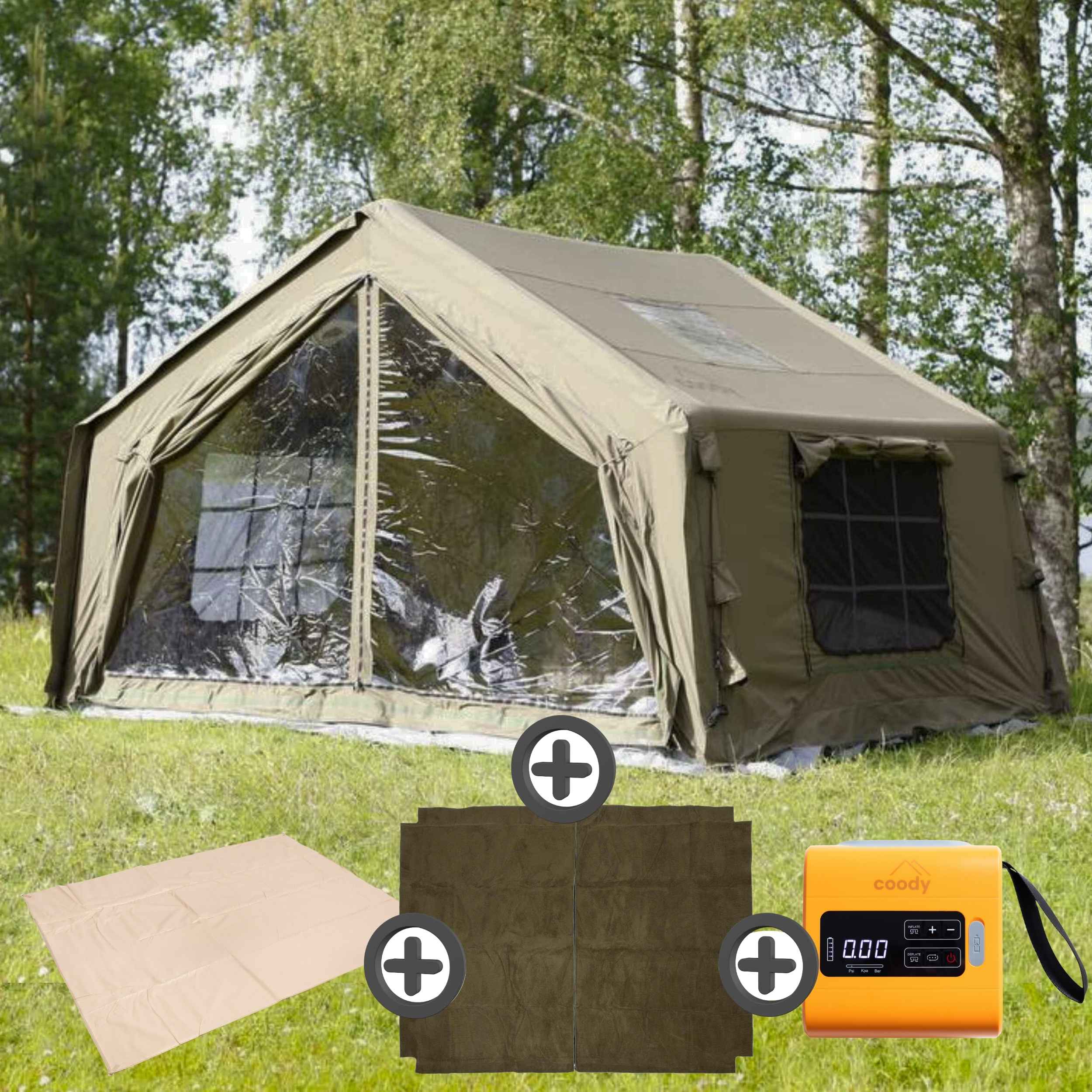 Coody 10.0 Forest Green+Ground Sheet PVC+Carpet+Electric Pump