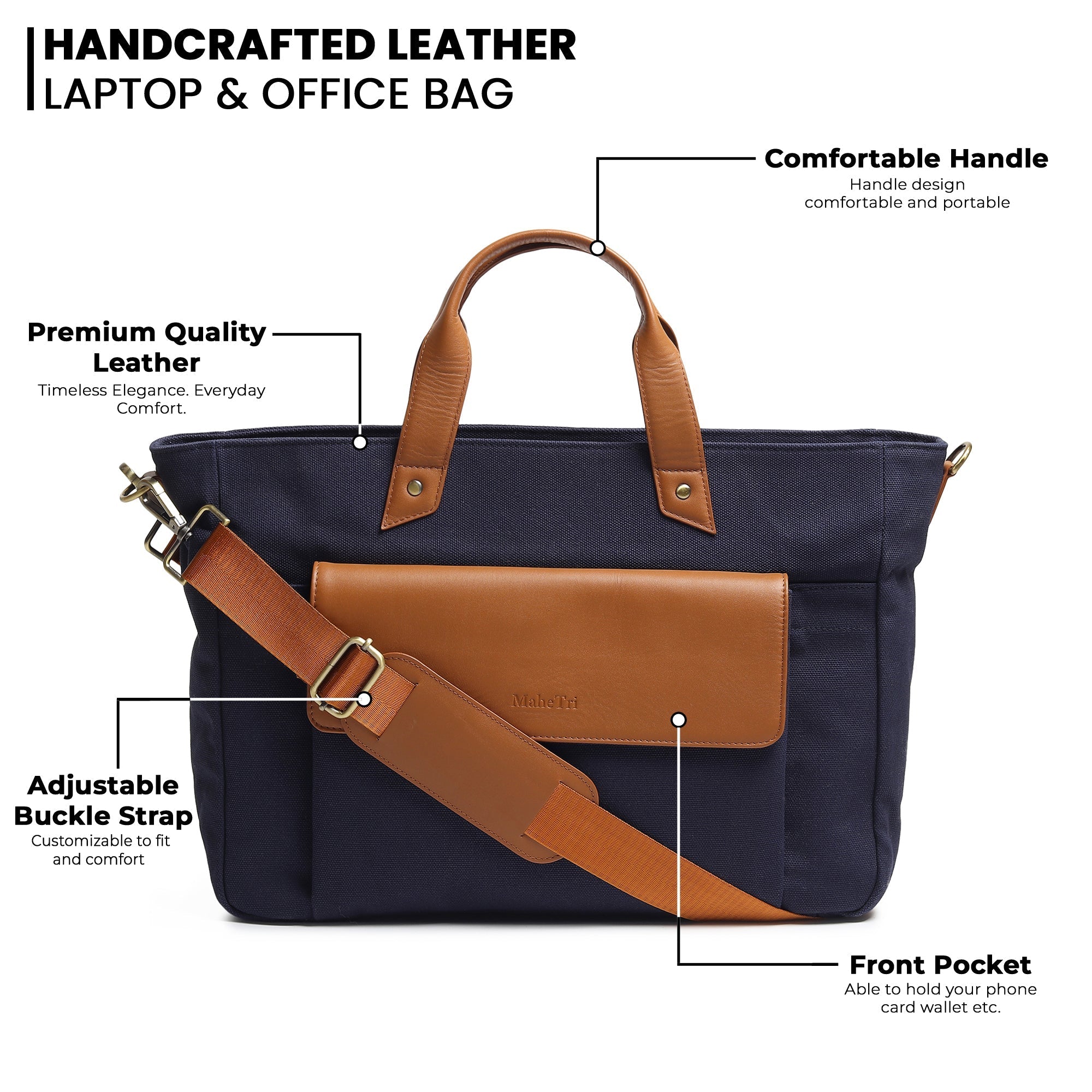 Voyager Canvas Leather Briefcase, Dark Blue | Backcountry Sportsman