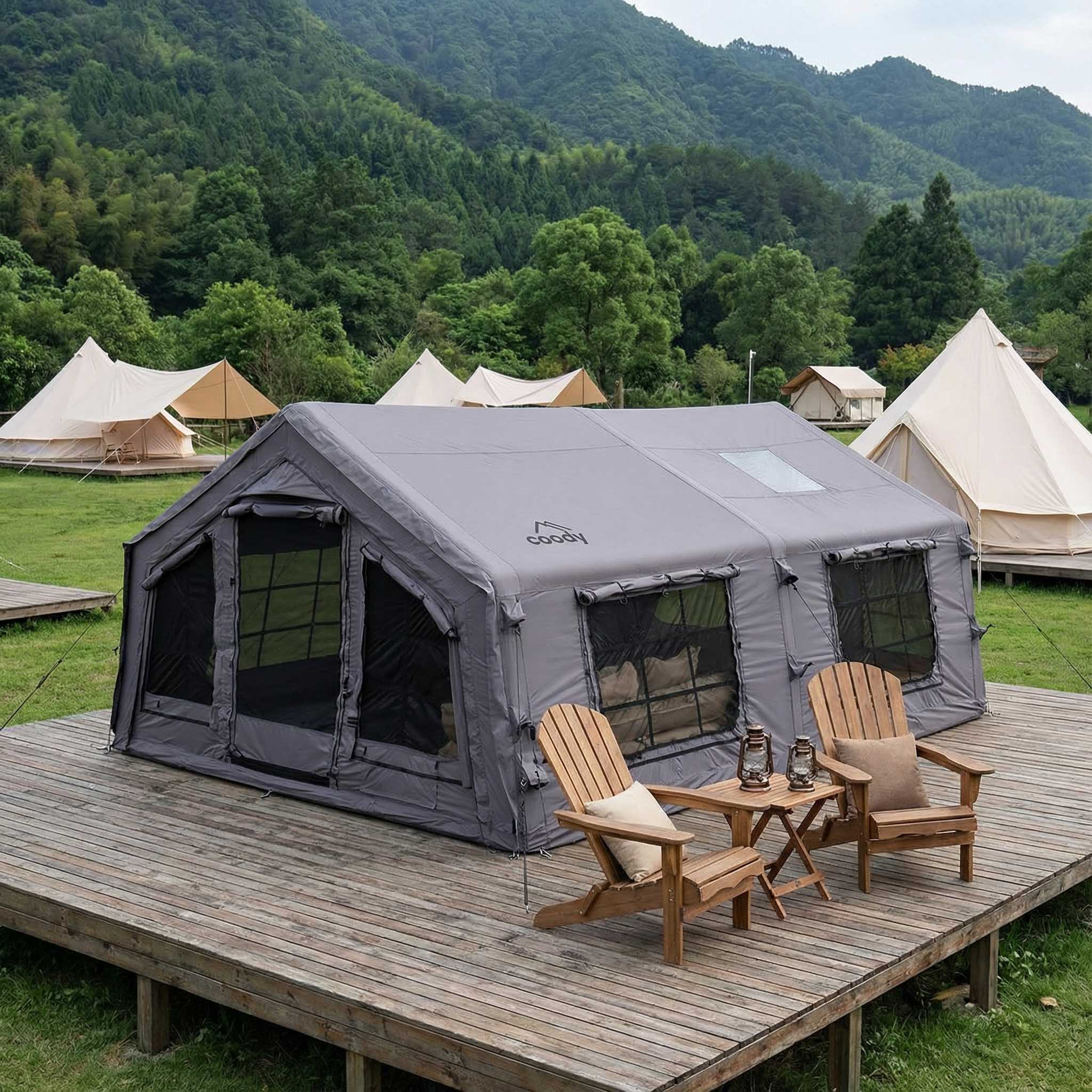 Coody 17.2 (Koala-7) Gray Inflatable Tent House for Camping (2-10 person) | Backcountry Sportsman