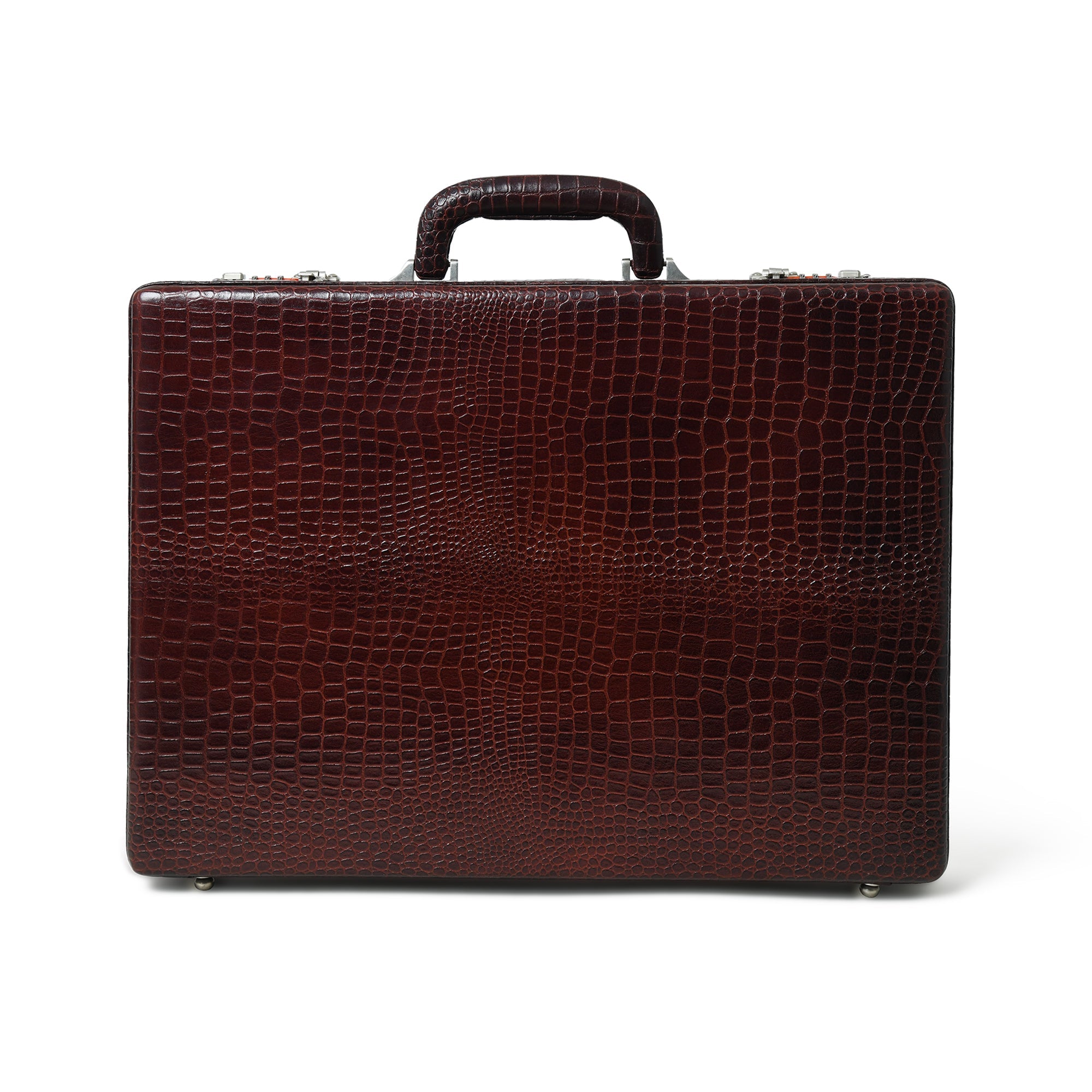 Executive Croco Leather Briefcase/Suitcase- Brown | Backcountry Sportsman