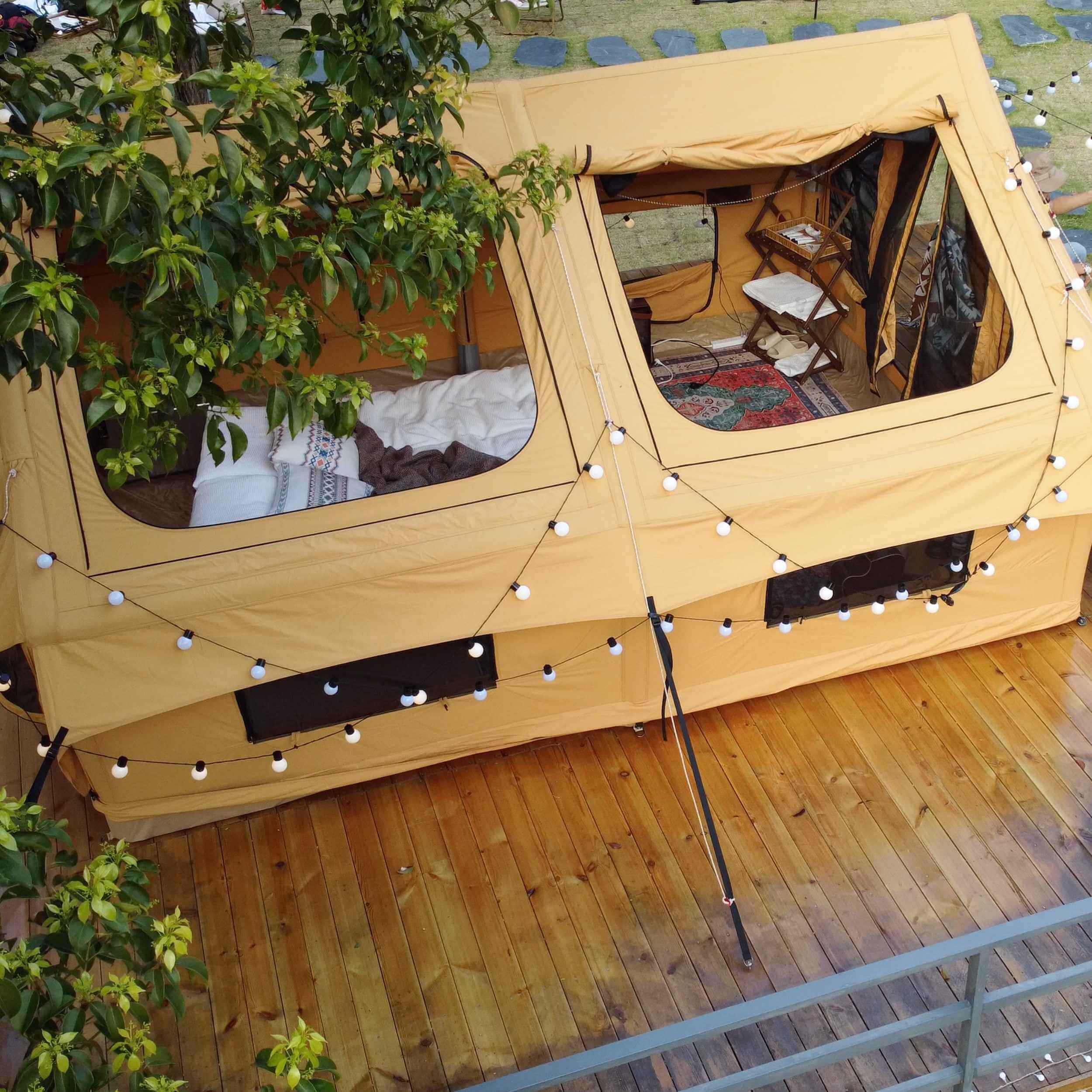 RBM Panda Large Sunny Beige + Stove Caminus M - Inflatable Tents for Camping with Stove | Backcountry Sportsman