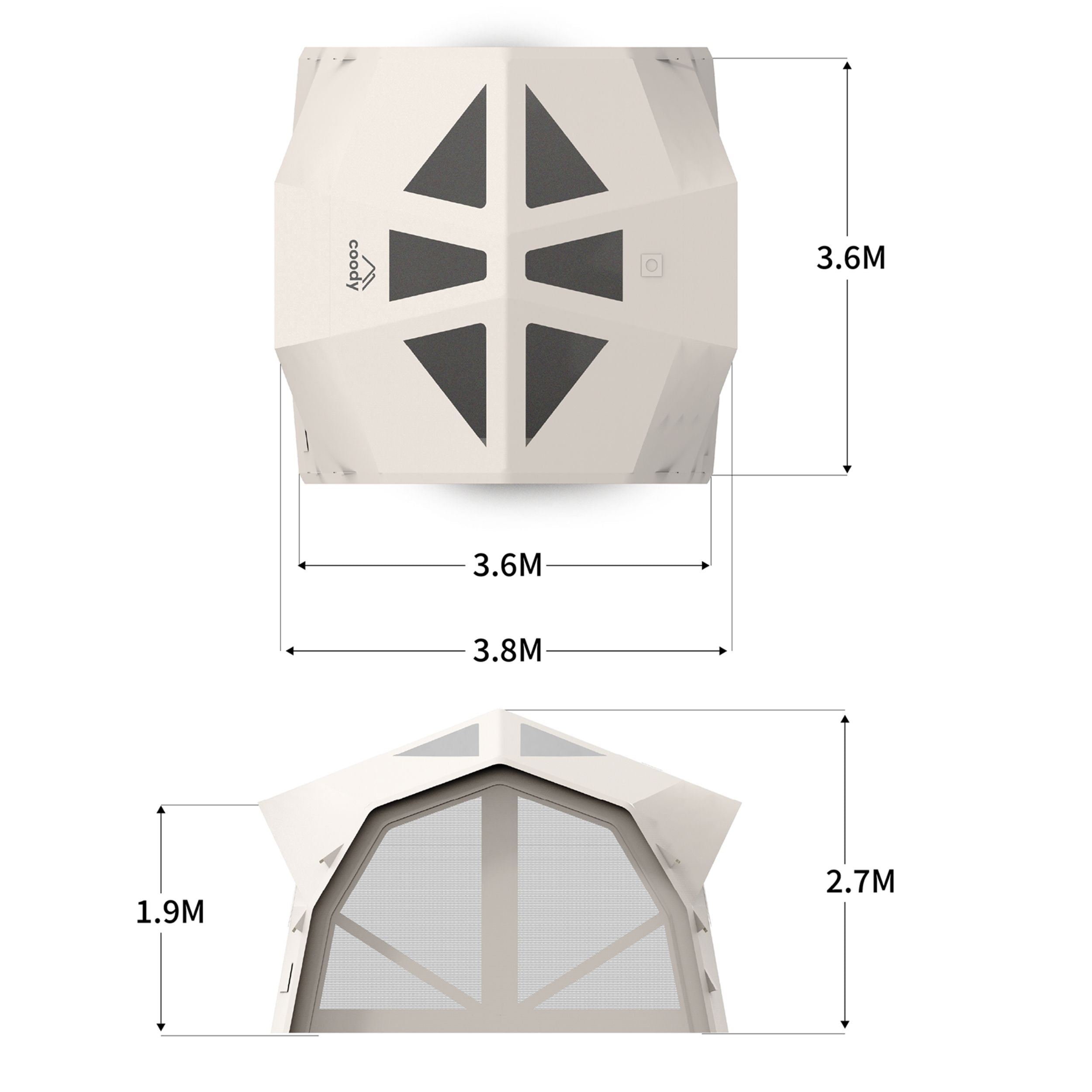 Coody Hub Pro Beige- Inflatable Tent for Camping (2-6 Person)