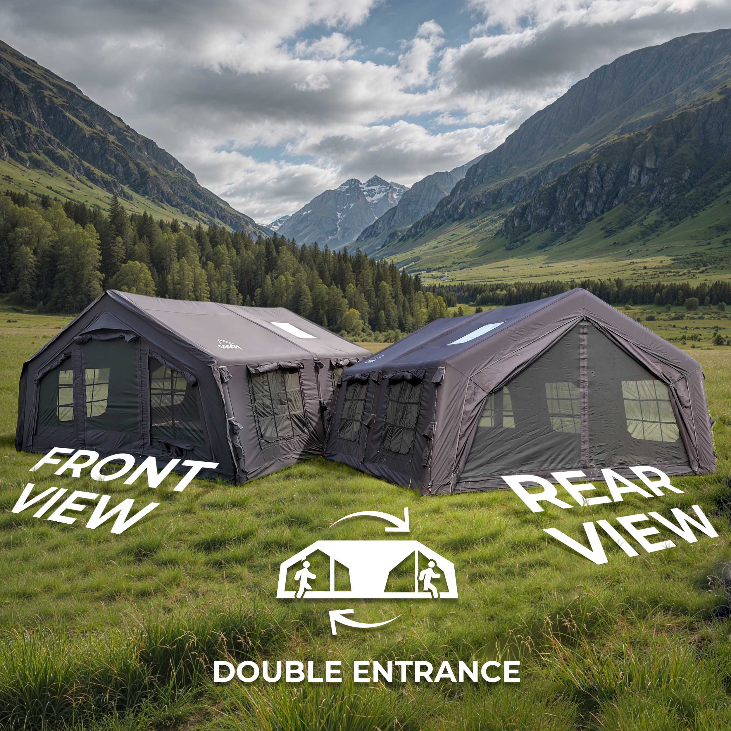 Coody 17.2 (Koala-7) Black Inflatable Tent House for Camping (2-10 person)