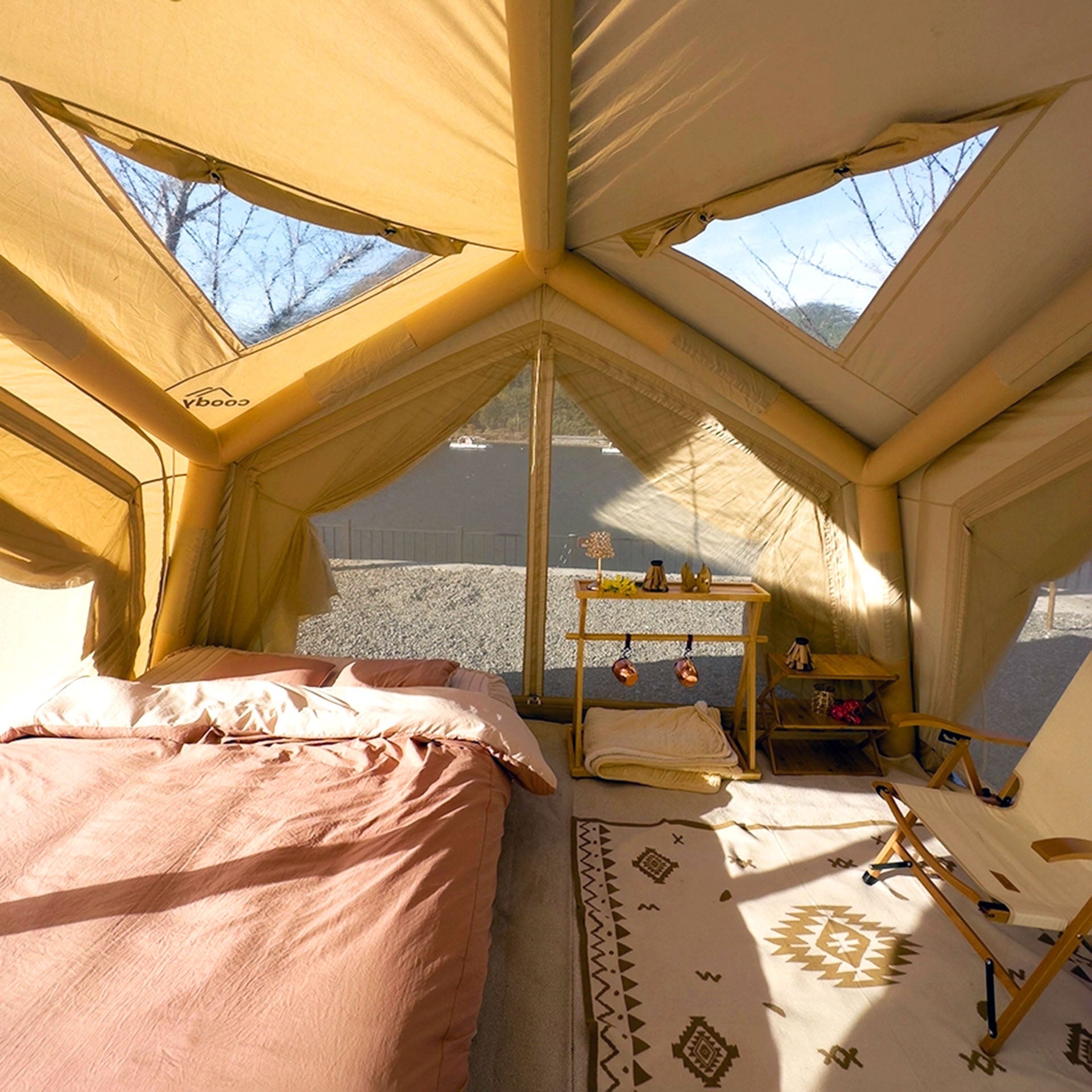 Coody Hub Beige (2-6 person) + Ground Sheet PVC + Carpet Coody Hub + Electric Pump