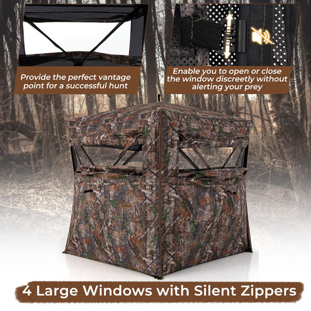 Hunting Blind 360 Degree One-Way See-Through Ground Blind For 2-3 Person