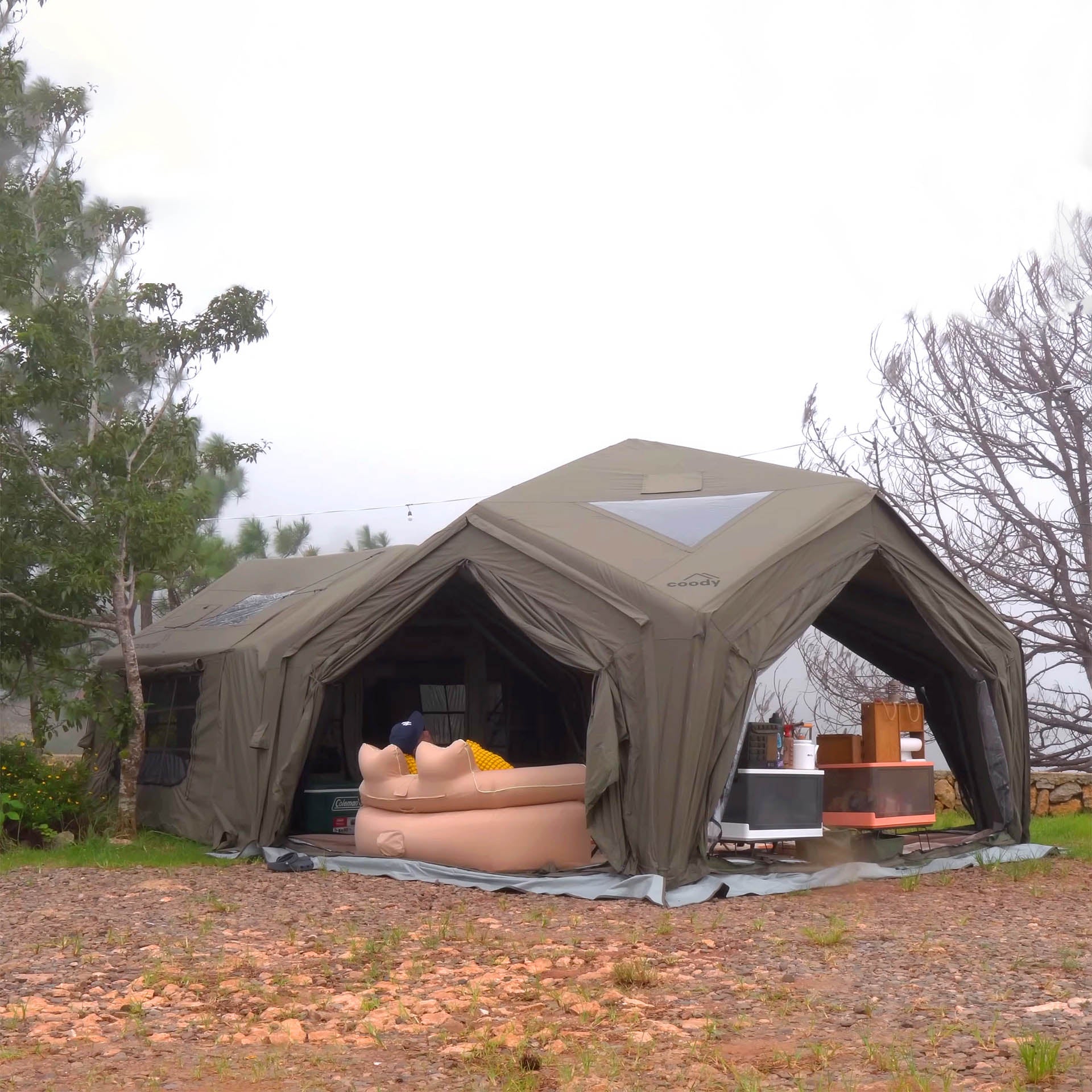 Coody Hub Forest Green (2-6 person) + Ground Sheet PVC + Carpet Coody Hub + Electric Pump