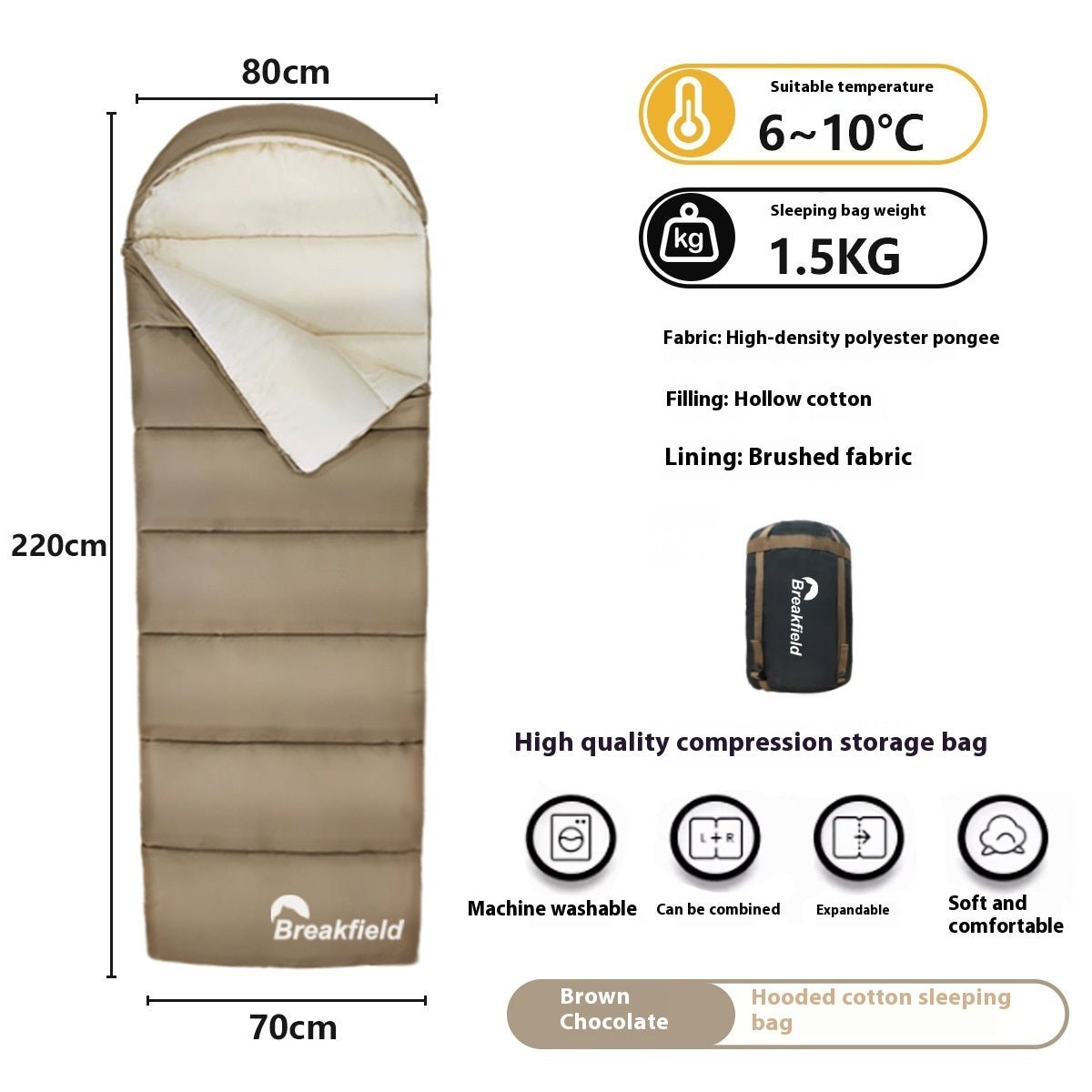 Outdoor Camping Thickened Waterproof Cotton Sleeping Bag Four Seasons Machine Washable Splicing Sleeping Bag | Backcountry Sportsman