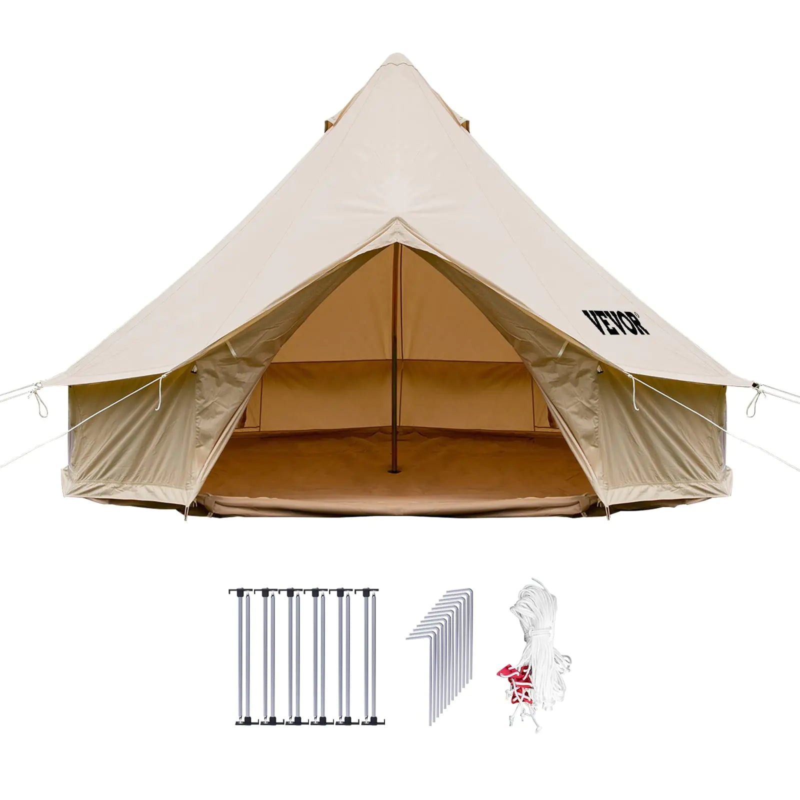 Happybuy Bell Tent for Family Camping Outdoor Hunting Party in 4 Seasons 9.8ft/3m 100% Cotton Canvas Yurt Tent - w/Stove Jack Luxury Glamping Waterproof | Backcountry Sportsman