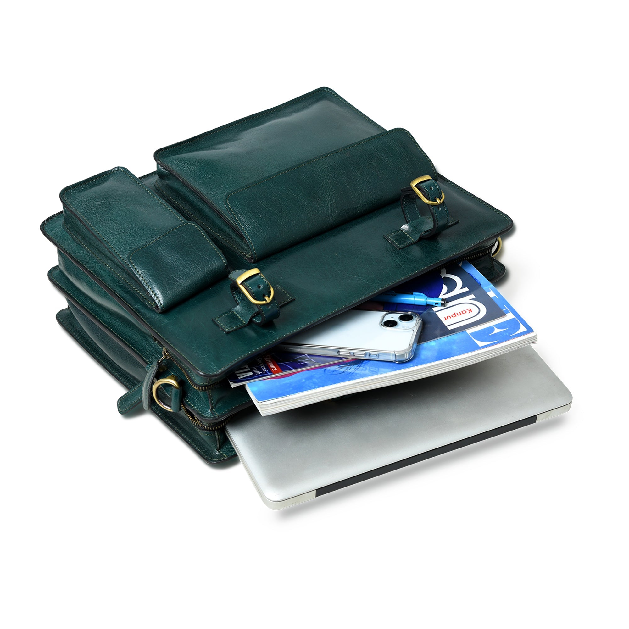 Tuscany Italian Leather Briefcase, Green | Backcountry Sportsman