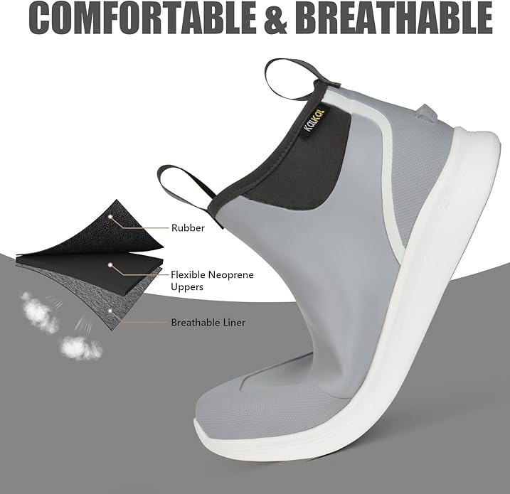 Kalkal Mens Deck Boots Waterproof Fishing Boots Rubber Ankle Rain Boots With High Traction (Size 6-13) | Backcountry Sportsman