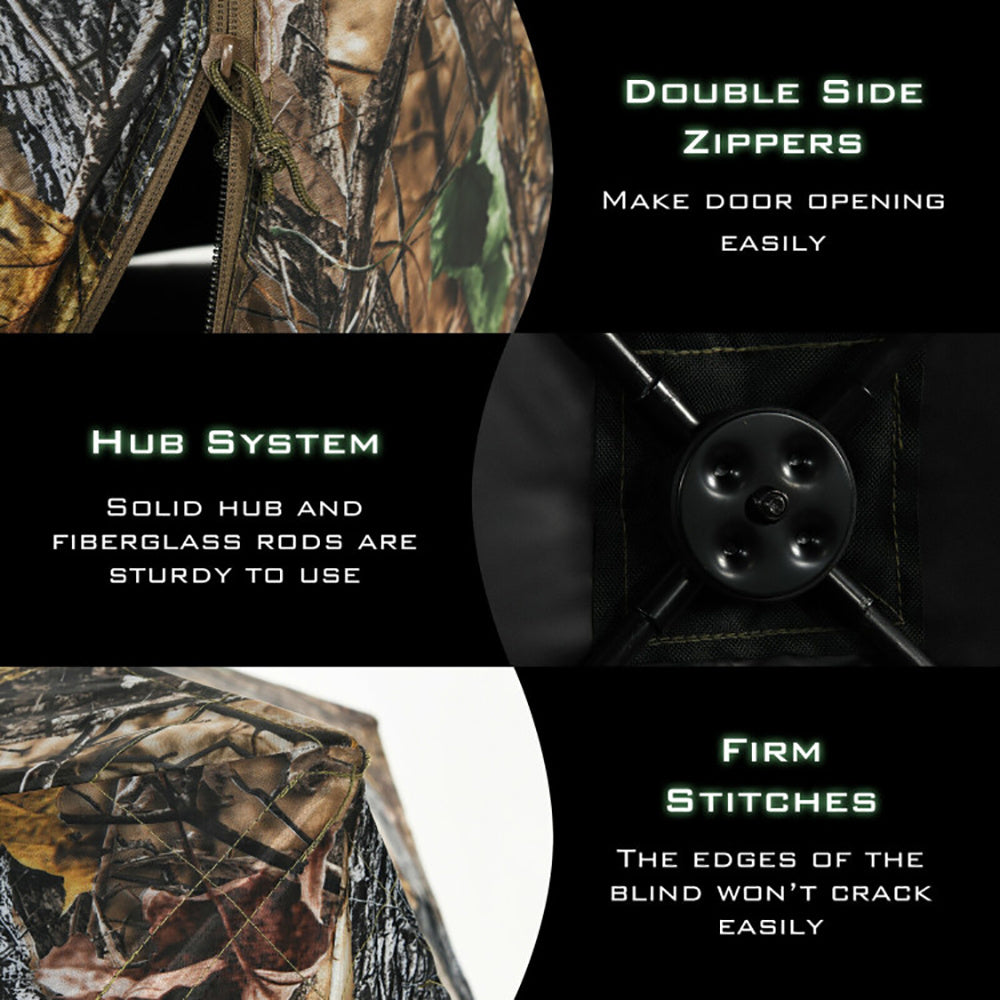 3 Person Portable Pop-Up Ground Hunting Blind With Tie-downs