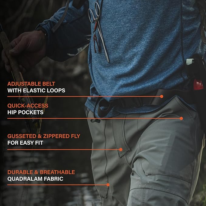 Simms Men’s Freestone Stockingfoot Fishing Wading Pants - Waterproof Lightweight and Breathable Warm Weather Fishing Pants - Smoke - X-Large 12-13 Foot | Backcountry Sportsman