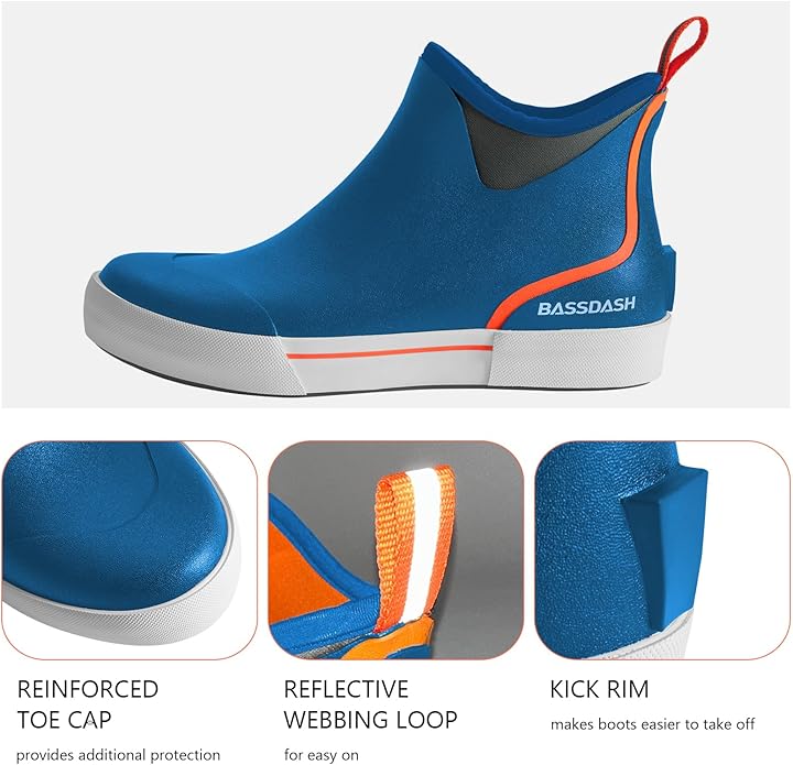 BASSDASH Men’s 4.5" Waterproof Fishing Deck Boots Anti-Slip Rubber Ankle Boots Rain Shoes for Boating Gardening Working | Backcountry Sportsman