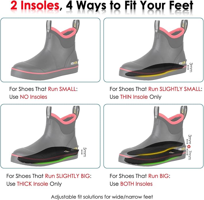 Kalkal Womens Deck Boots Waterproof Ankle Rain Boots Fishing Boots with High Traction Womens Rubber Boots For Gardening Fishing Boating Camping | Backcountry Sportsman