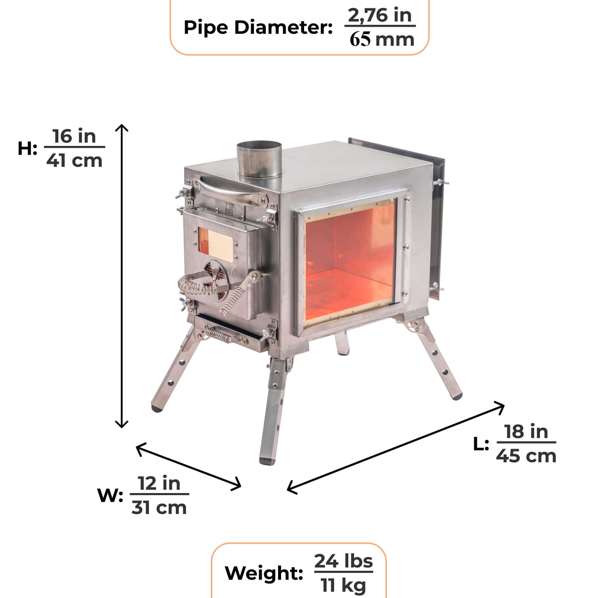Small Wood Stove With Fire-Resistant Glass "Caminus S" | Backcountry Sportsman