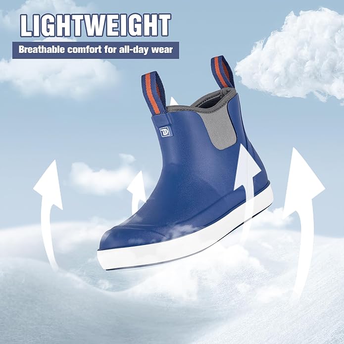Trudave Womens Ankle Rain Boots Rubber Fishing Deck Boots Anti-slip Short Waterproof Shoes for Outdoor Fishing Boating Legion Blue | Backcountry Sportsman