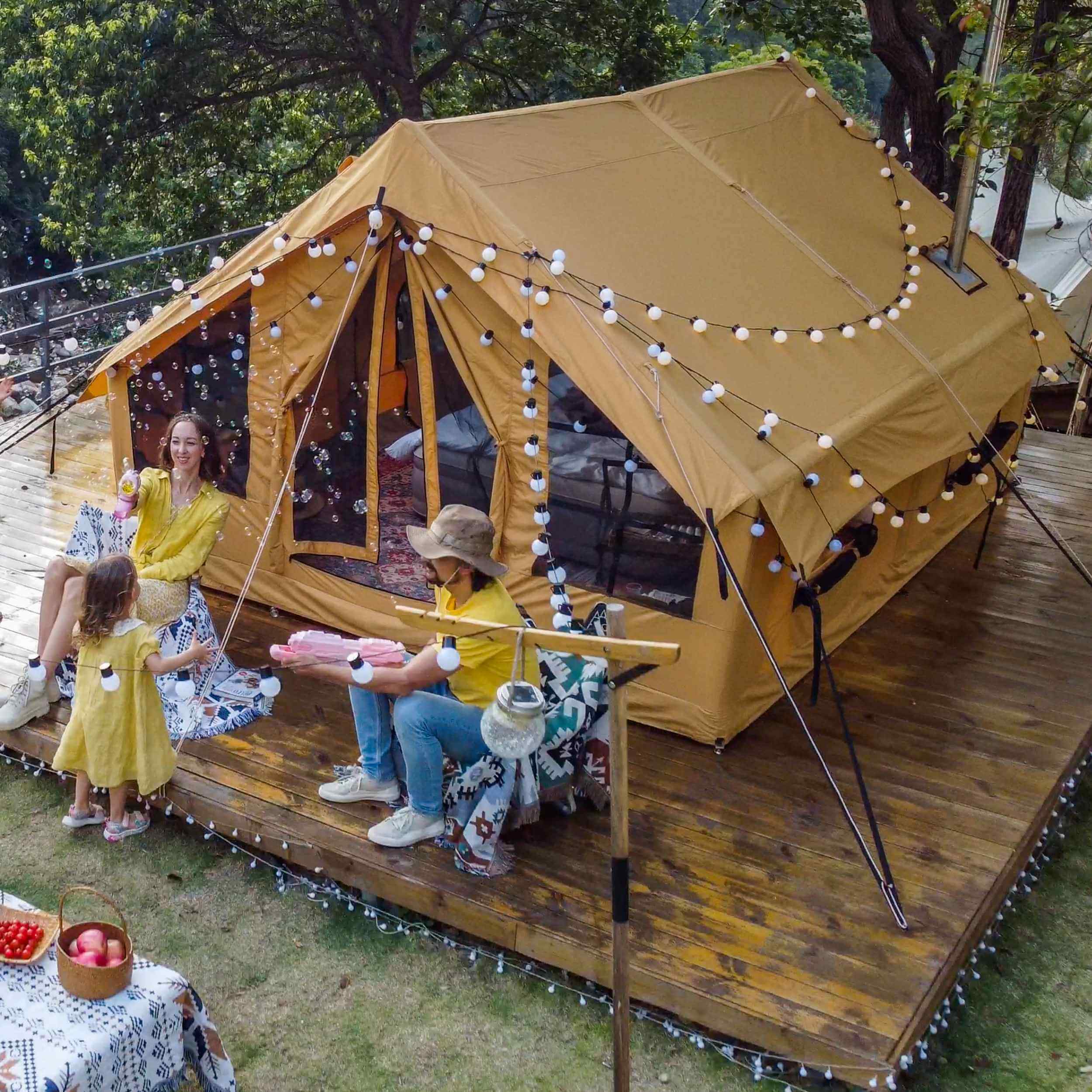 RBM Panda Large Sunny Beige + Stove Caminus M - Inflatable Tents for Camping with Stove | Backcountry Sportsman