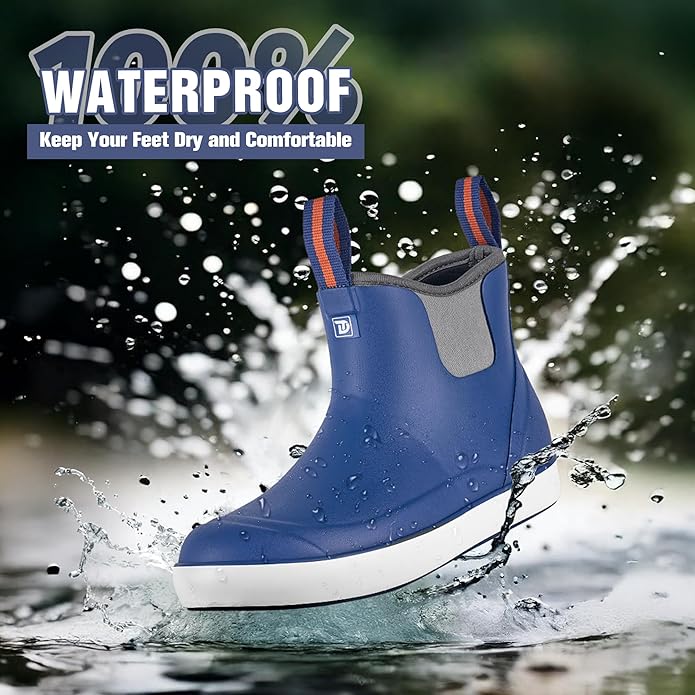 Trudave Womens Ankle Rain Boots Rubber Fishing Deck Boots Anti-slip Short Waterproof Shoes for Outdoor Fishing Boating Legion Blue | Backcountry Sportsman
