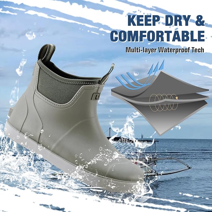 Imyaseiv Rain Boots for Men Waterproof Ankle Mens Deck Boots Anti-Slip Comfort Rubber Boots Chelsea Garden Shoes for Yard Fishing Outdoor Work | Backcountry Sportsman