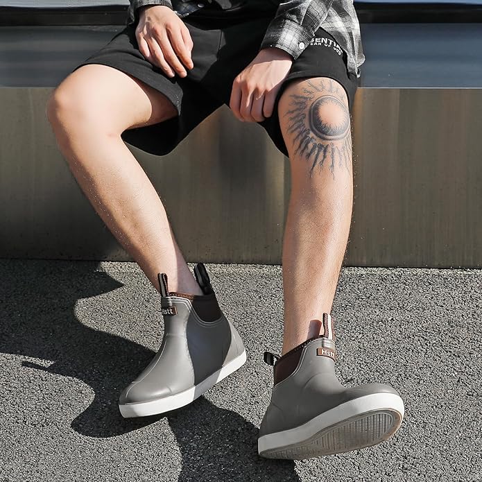 Men’s Deck Boots Deck Shoes Waterproof Rain Boots Saltwater Fishing Ankle Boots Non-Slip Rubber Garden Muck Boots for Gardening Boating Camping Sailing Fishing | Backcountry Sportsman