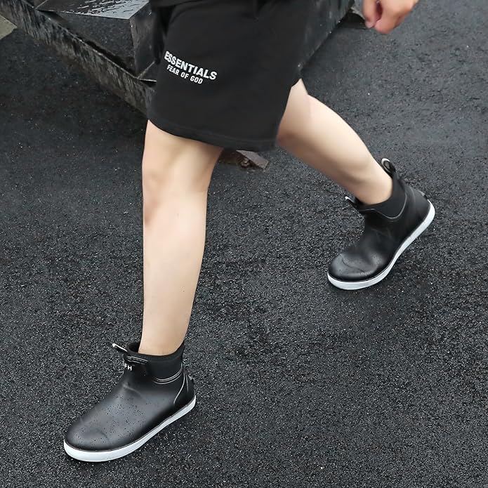 Lezzglt Mens Deck Boots Saltwater Fishing Booties Rubber Waterproof Ankle Rain Boots High-performance Footwear Chelsea Boots for Gardening Fishing Boating Camping Sailing | Backcountry Sportsman