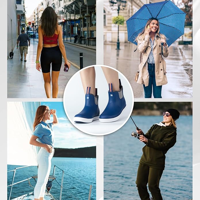 Trudave Womens Ankle Rain Boots Rubber Fishing Deck Boots Anti-slip Short Waterproof Shoes for Outdoor Fishing Boating Legion Blue | Backcountry Sportsman