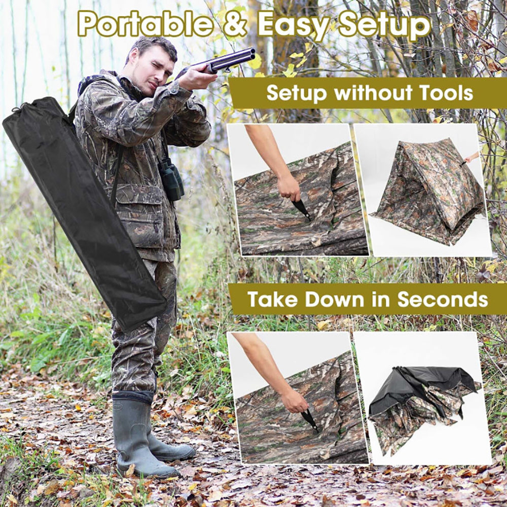 2-3 Person Hunting Blind Portable Pop Up Ground Tent With Carry Bag And Storage Pocket
