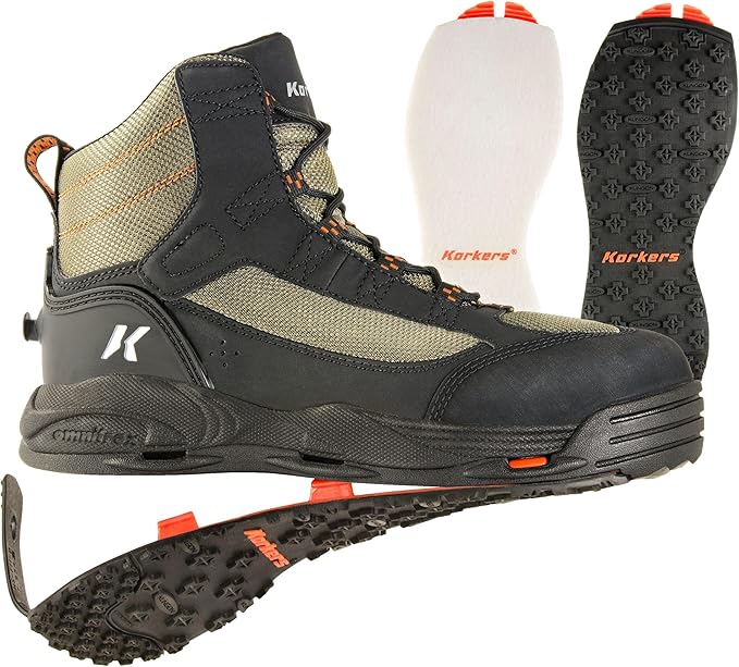 Korkers Greenback Wading Boots - Packed with The Essentials - Includes Interchangeable Felt and Kling-On Soles - Size 13 | Backcountry Sportsman