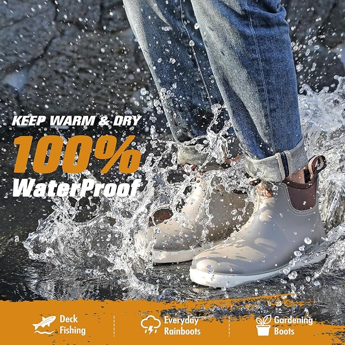 Men’s Deck Boots Deck Shoes Waterproof Rain Boots Saltwater Fishing Ankle Boots Non-Slip Rubber Garden Muck Boots for Gardening Boating Camping Sailing Fishing | Backcountry Sportsman