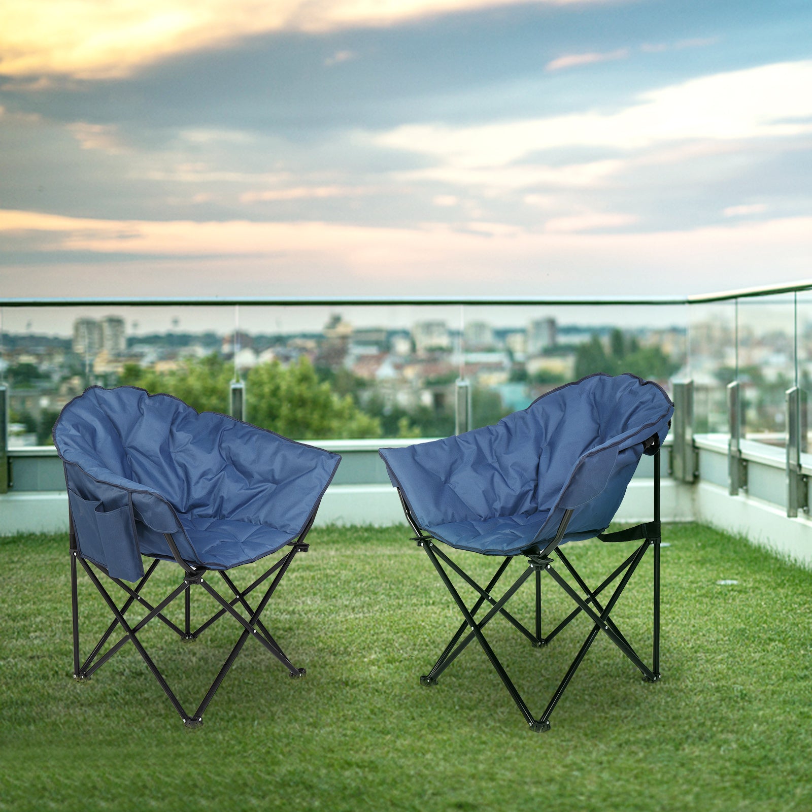 Blue Camping Chair Steel Pipe 120kg