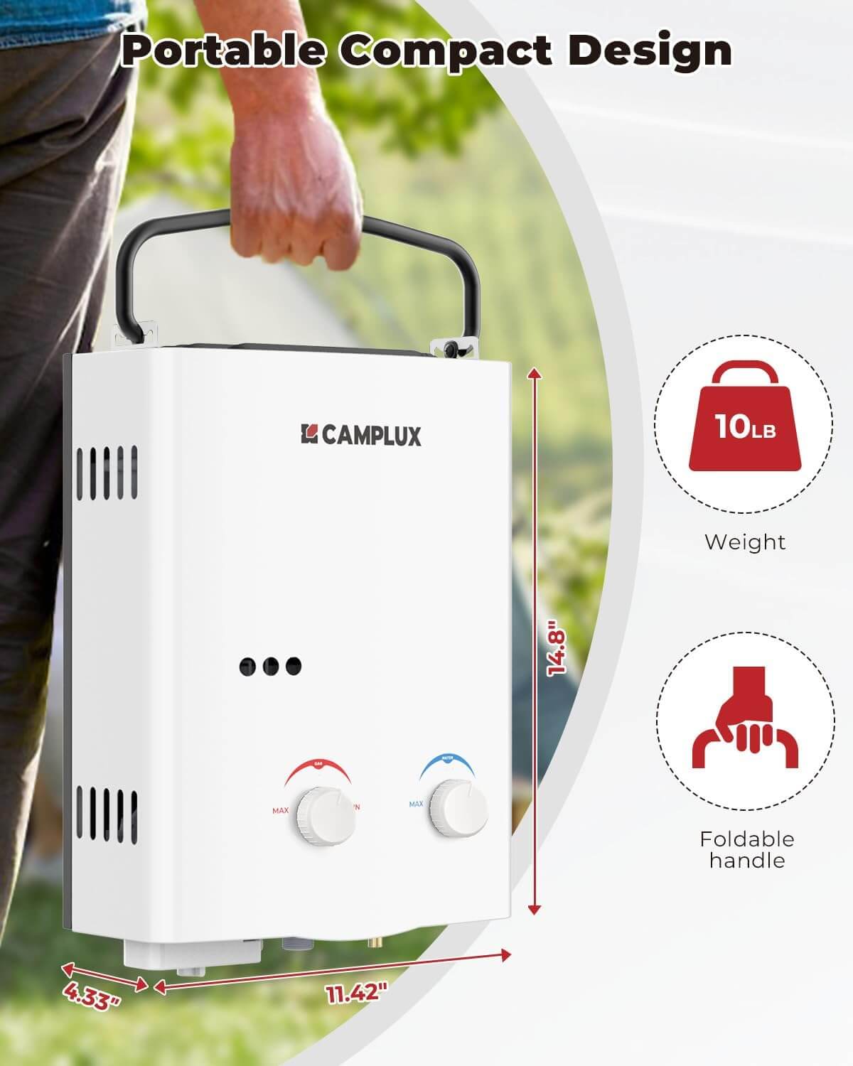 Camplux AY132 Portable Propane Water Heater | Backcountry Sportsman