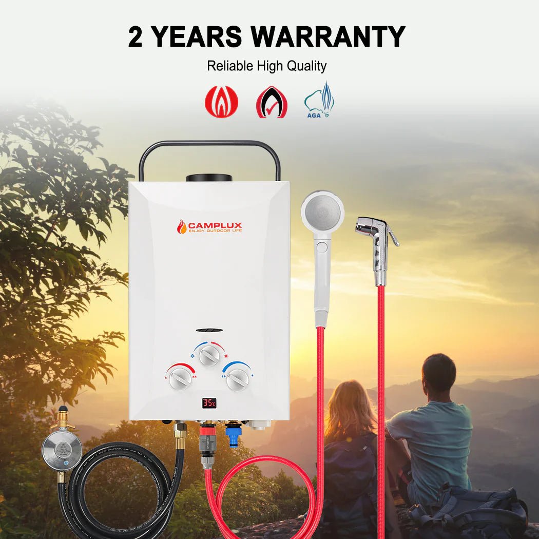 Camplux 8L Portable Gas Hot Water Heater w/ 4.3L Pump & Sink Sprayer & Shower Stand | Backcountry Sportsman