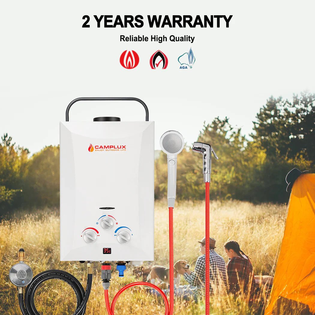 Camplux 8L Portable Gas Hot Water Heater w/ 4.3L Pump & Sink Sprayer & Shower Stand | Backcountry Sportsman