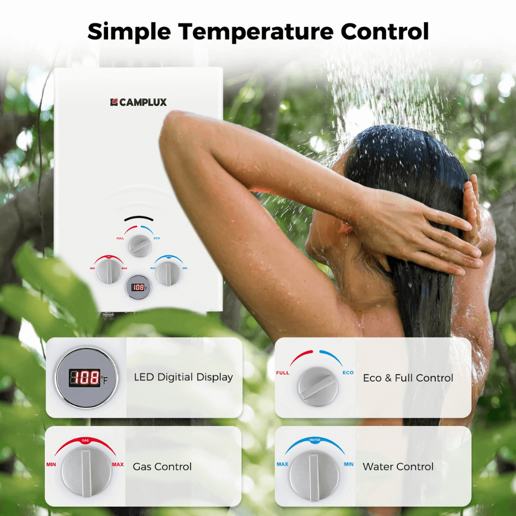 Camplux BW158 Camping Water Heater Propane | Backcountry Sportsman