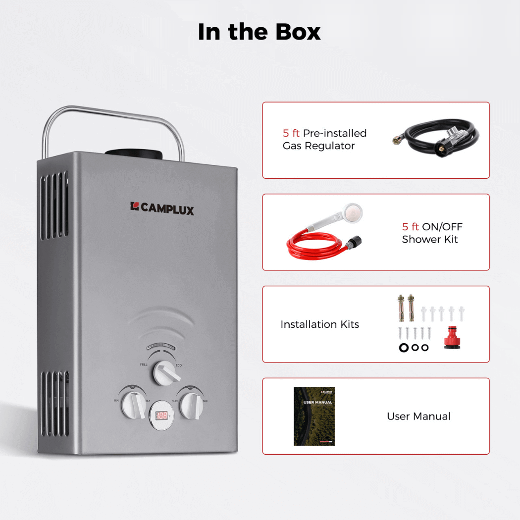 Camplux BW158G Camping Water Heater Propane | Backcountry Sportsman