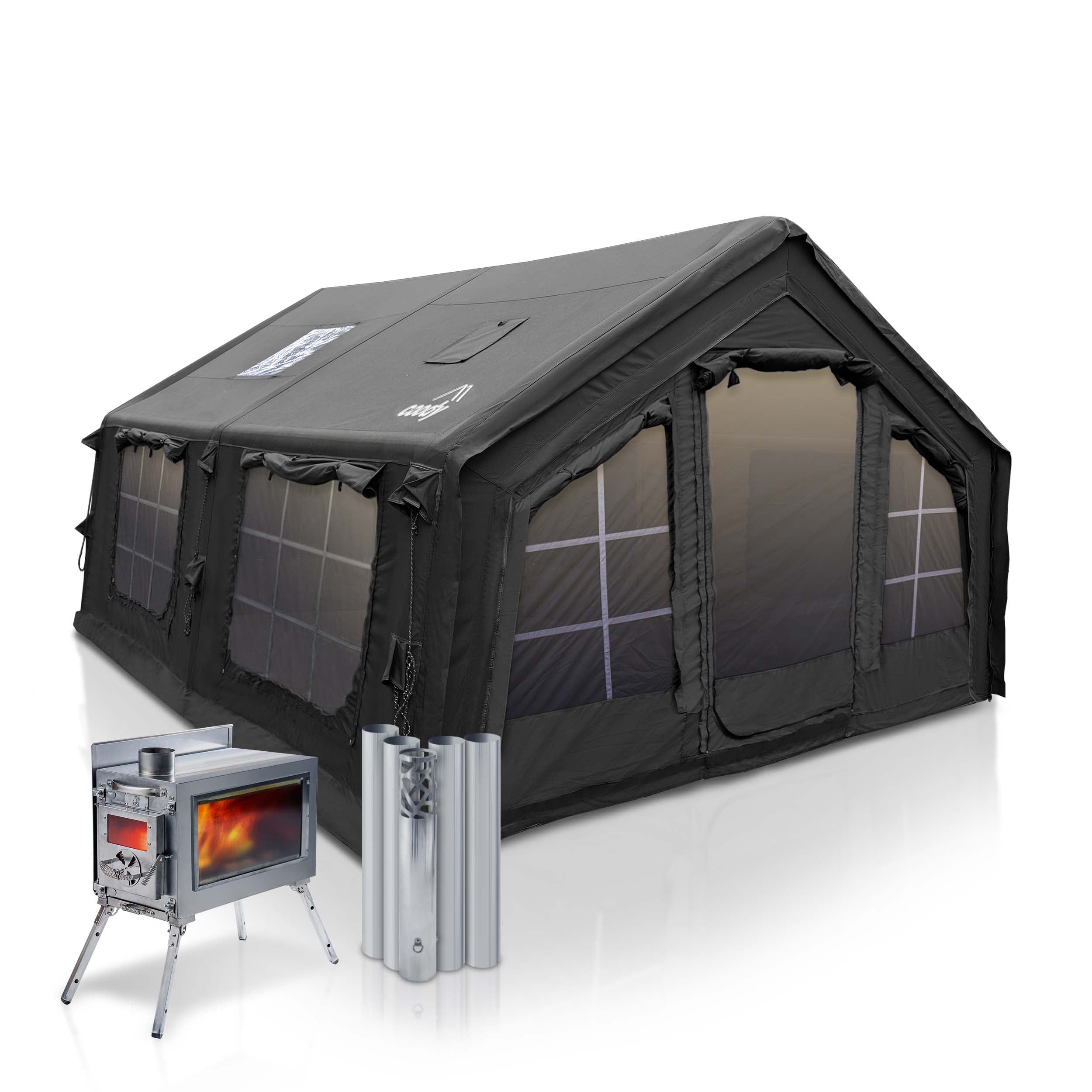 Coody 13.6 | RBM Outdoors (Koala 5) Black + Stove Caminus M - Inflatable Tents with Stove | Backcountry Sportsman