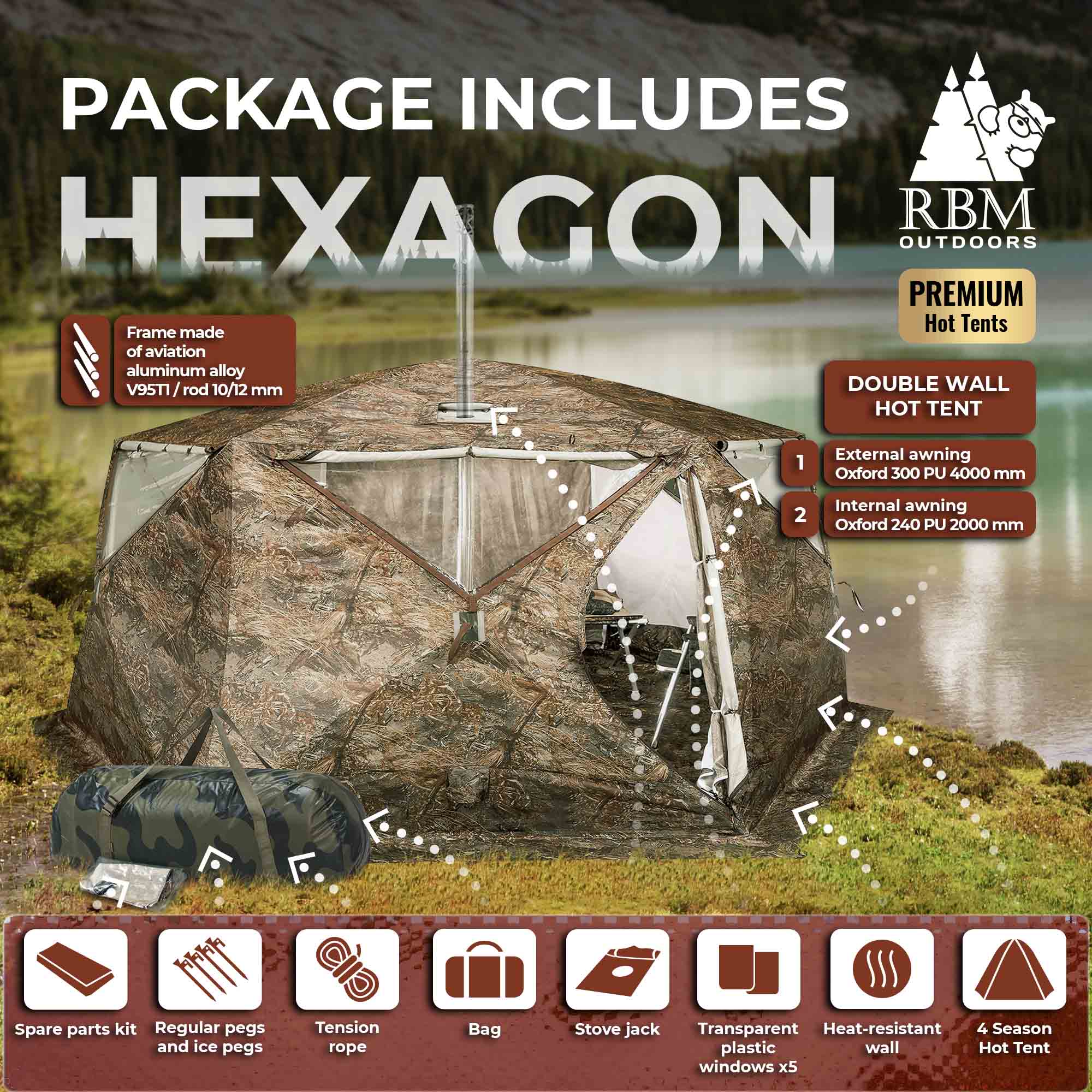 RBM All-Seasons tent Hexagon for 2-9 person | Backcountry Sportsman