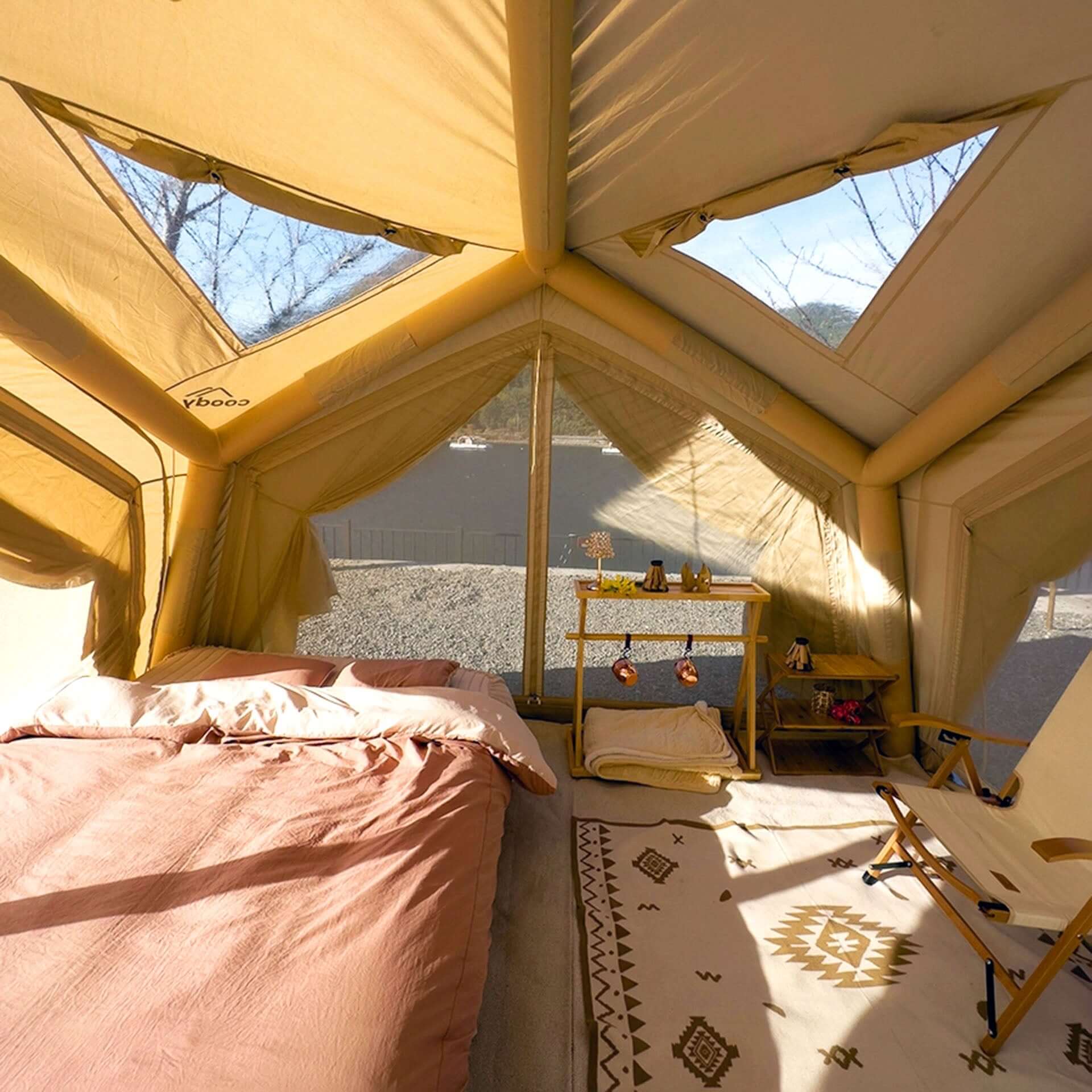 Coody | RBM Hub Shelter Inflatable Tent for 2-6 Person (Beige) | Backcountry Sportsman