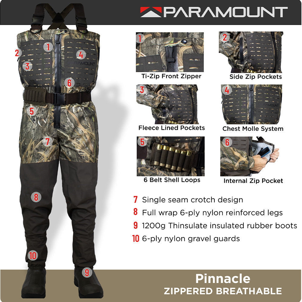 PINNACLE Zippered Breathable Camo Wader 1200g | Backcountry Sportsman