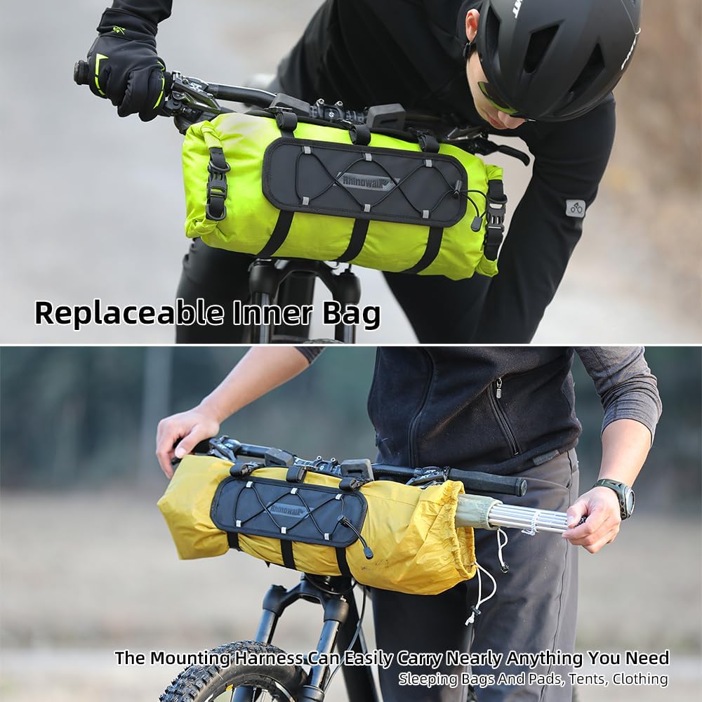 Rhinowalk Handlebar Bag Bicycle Front Bag Lightweight Waterproof Roll Bag 12L with Shoulder Strap RK9300 | Backcountry Sportsman