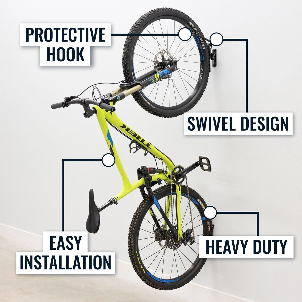 Swivel Mount Bike Storage Rack | 2 Bike Garage Wall Hooks | Mud | Backcountry Sportsman