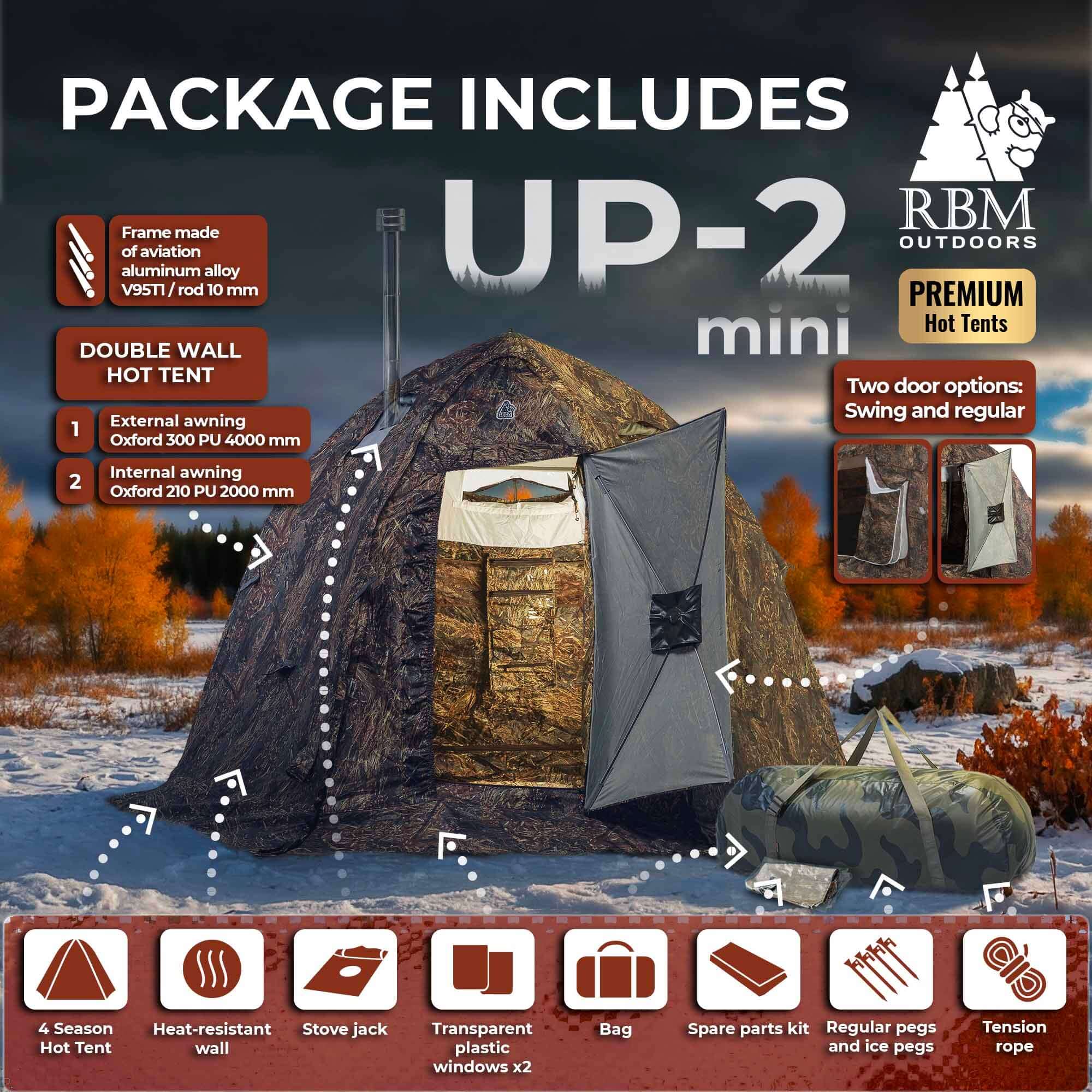 RBM All-Seasons tent UP-2 Mini for 1-3 person + Wood Stove Caminus S | Backcountry Sportsman