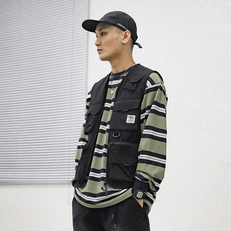Zipper Cardigan Tactical Vest Loose Sleeveless Jacket