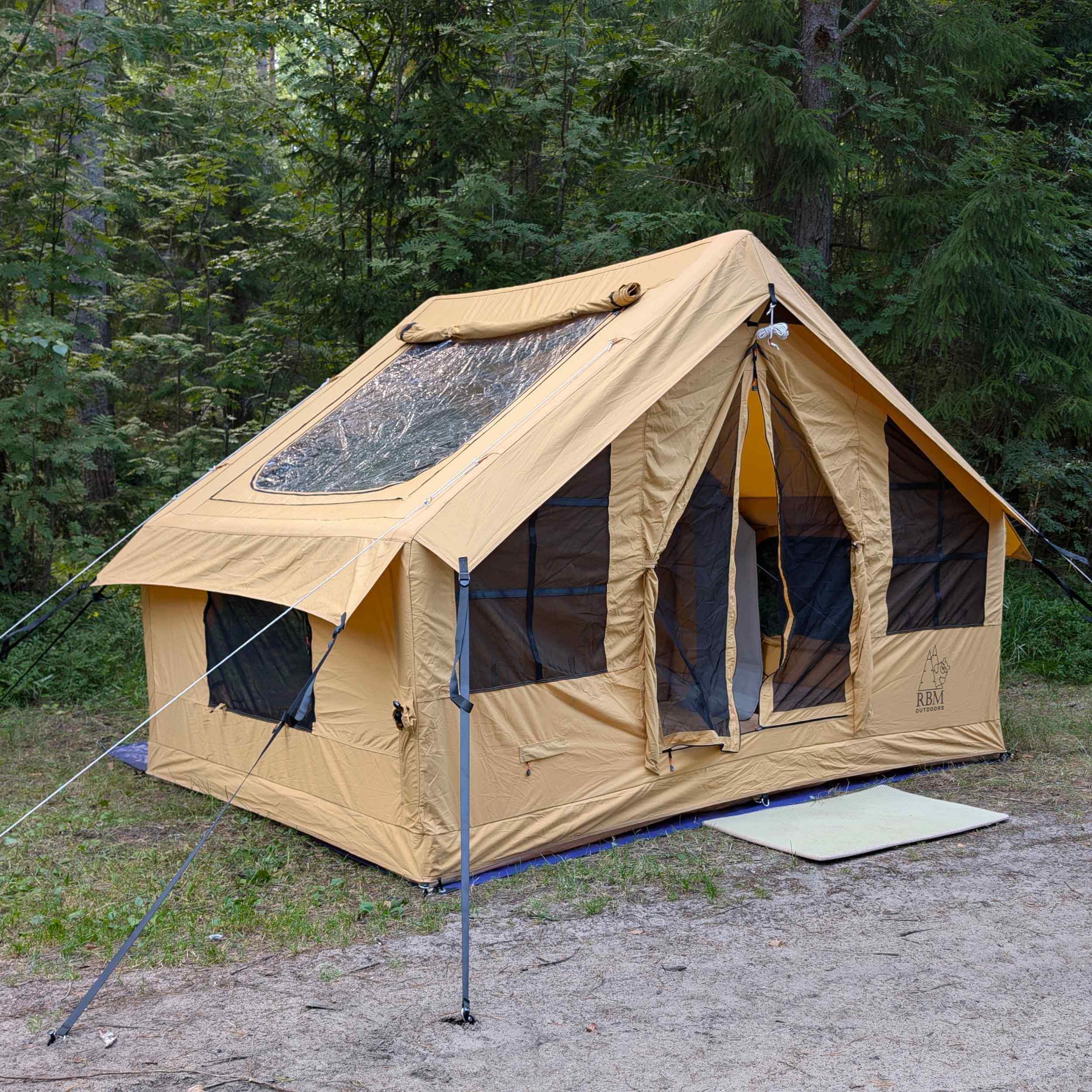 RBM Panda Medium Sunny Beige + Stove Caminus S - Inflatable Tents for Camping with Stove | Backcountry Sportsman