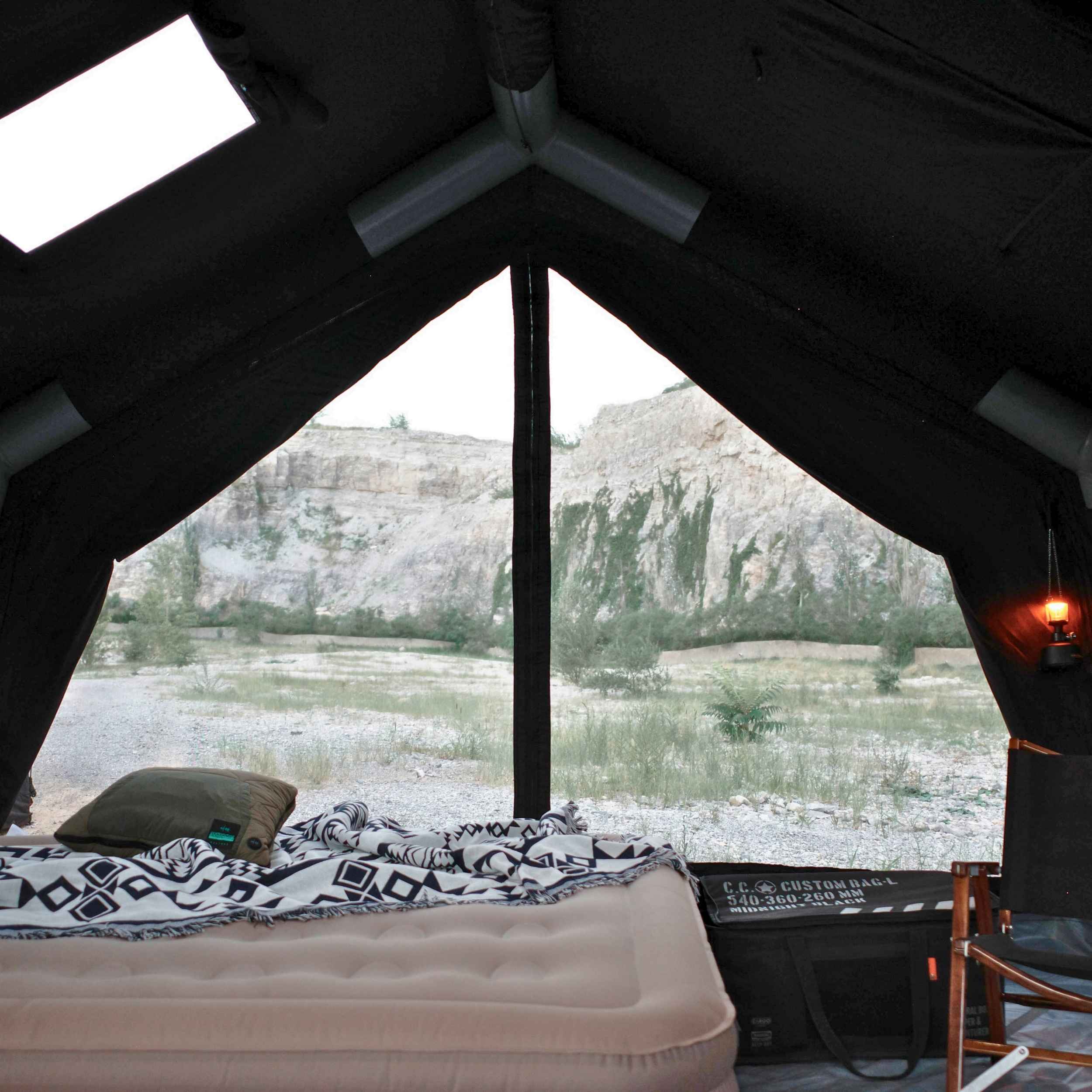 Coody 13.6 | RBM Outdoors (Koala 5) Black + Stove Caminus M - Inflatable Tents with Stove | Backcountry Sportsman