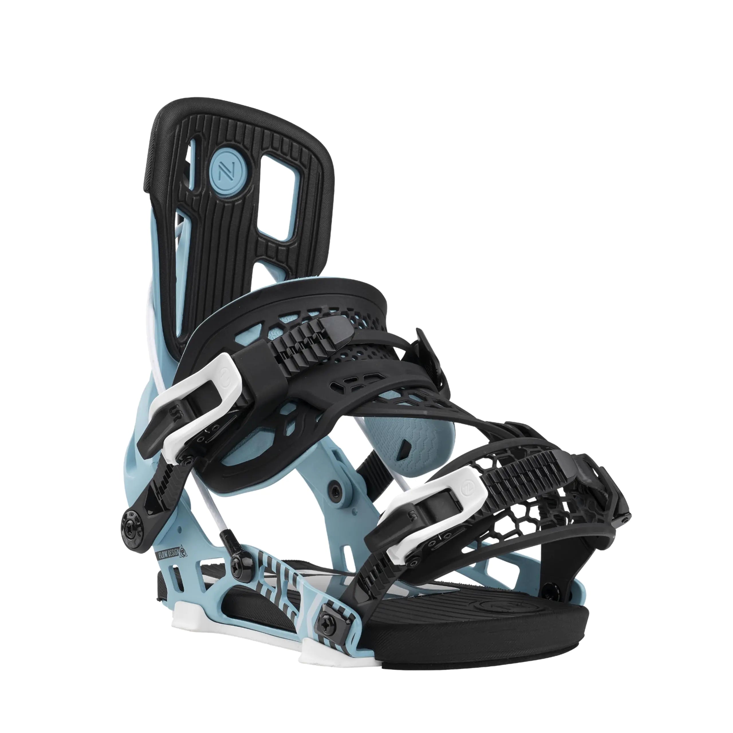 Nidecker Flow NX2 Hybrid Unisex Rear Entry Snowboard Bindings Cyan Medium | Backcountry Sportsman