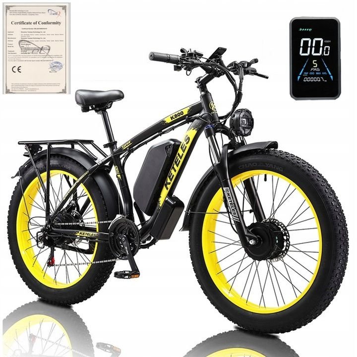 Electric Bike KETELES 48V 23AH Dual Motor 1000W*2 26"*4.0 MTB | Backcountry Sportsman