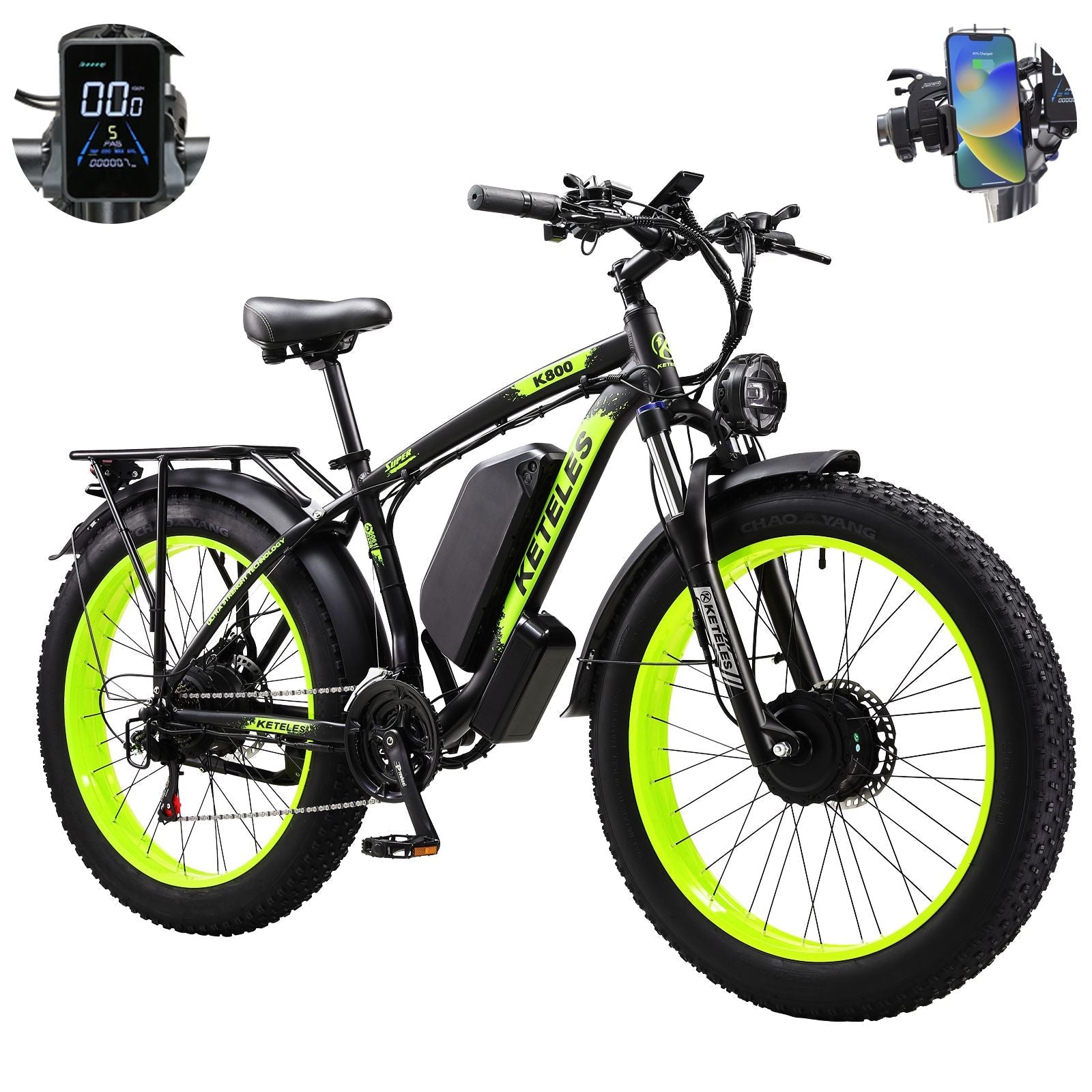 Electric Bike KETELES 48V 23AH Dual Motor 1000W*2 26"*4.0 MTB | Backcountry Sportsman