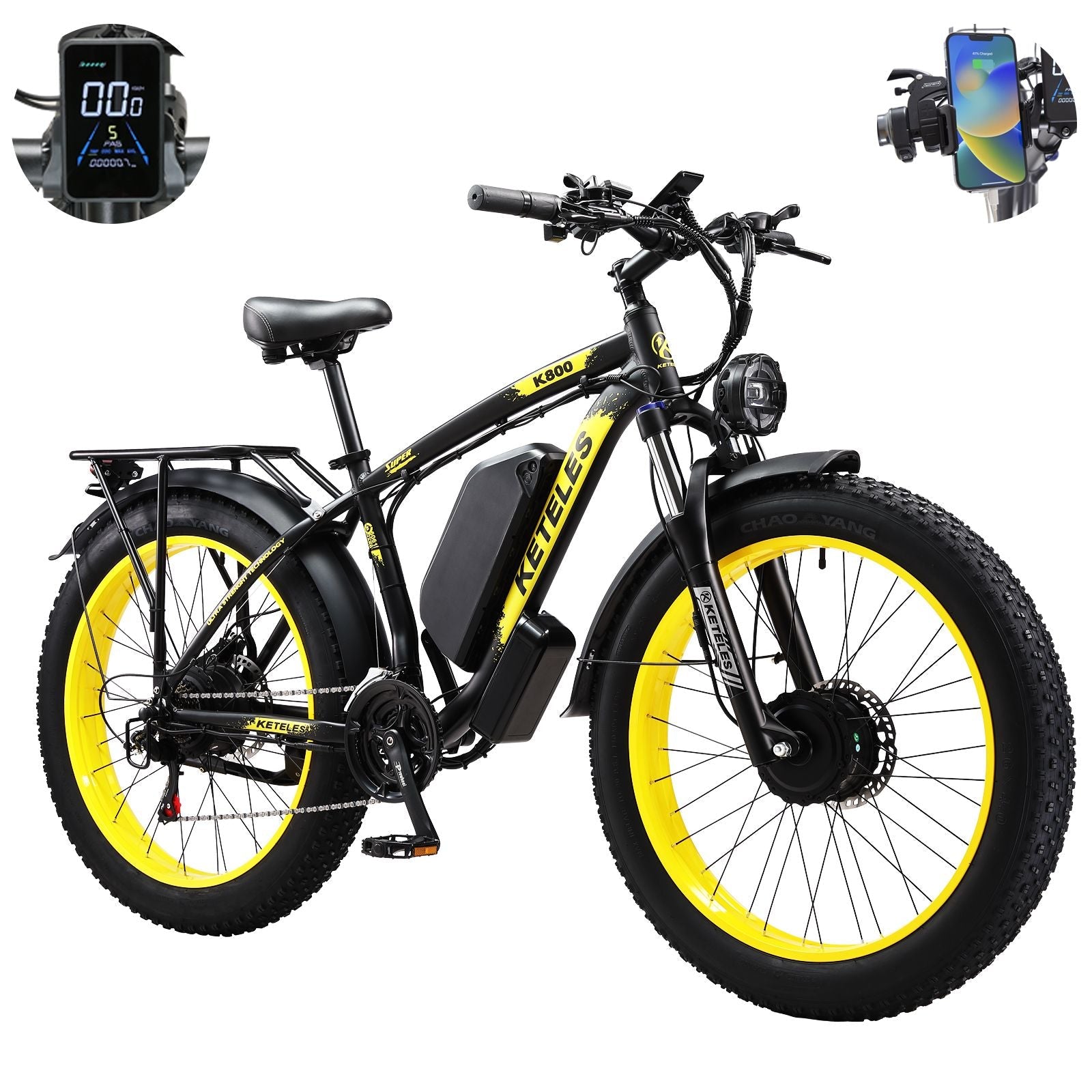 Electric Bike KETELES 48V 23AH Dual Motor 1000W*2 26"*4.0 MTB | Backcountry Sportsman