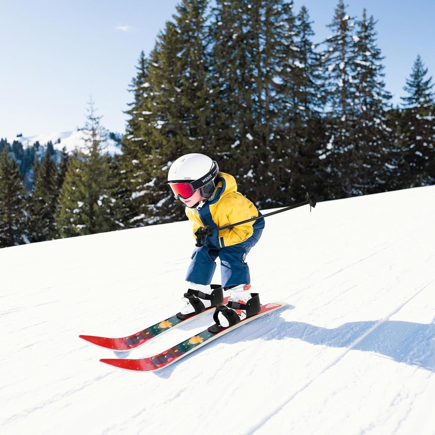 Snow Ski and Pole Set with Bindings 25.6" Ski Boards for Kids Age 2-4 Beginners, Blue | Backcountry Sportsman